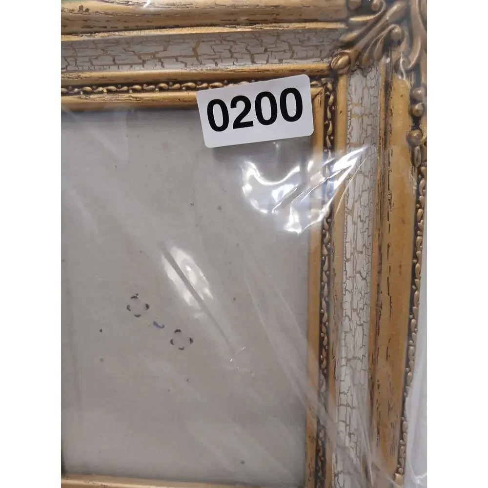 Ornate Mediterranean Wood Glass 9.5x7.5 Picture Frame Carved Gold Beige Italian‎